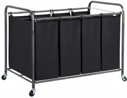 STO STO Laundry Sorter 4 Section, 4 Bag Clothes Hamper, Rolling Laundry Cart - Image 8