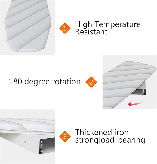 37 Inch Wall-Mounted Ironing Board, 180°Swivel Fold Away Ironing Board - Image 4