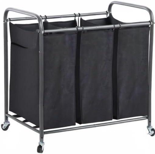 STO STO Laundry Sorter 3 Section, 3 Bag Clothes Hamper, Rolling Laundry Cart - Image 7