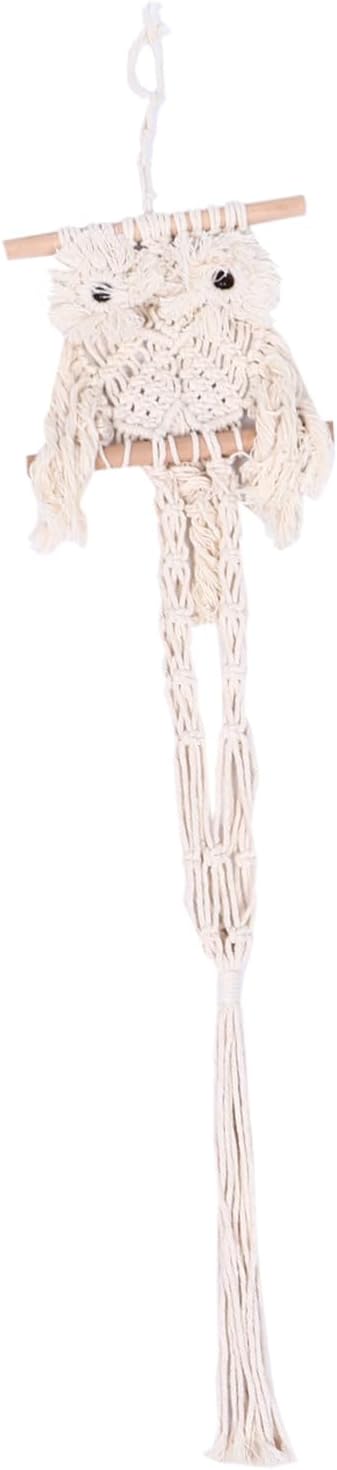 Macrame Plant Hanger Owl Indoor Hanging Planter Basket Decorative Flower Pot by LIOOBO