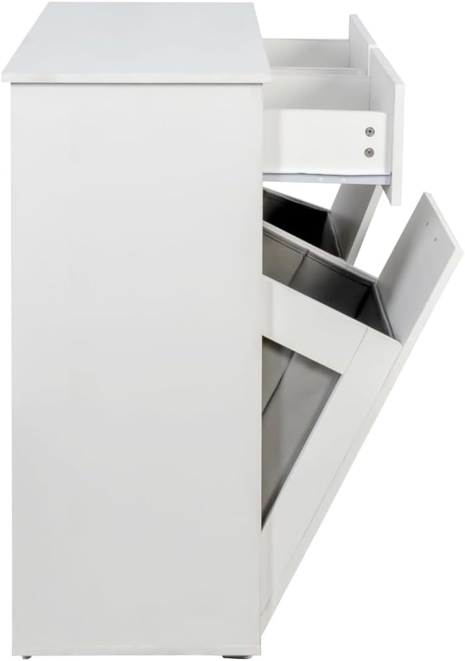 White Laundry Cabinet with 2 Removable Laundry Baskets & 2 Drawers – Laundry - Image 8
