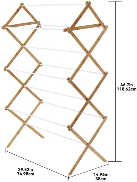 Collapsible Bamboo Drying Rack Foldable Laundry Drying Stand - Image 4