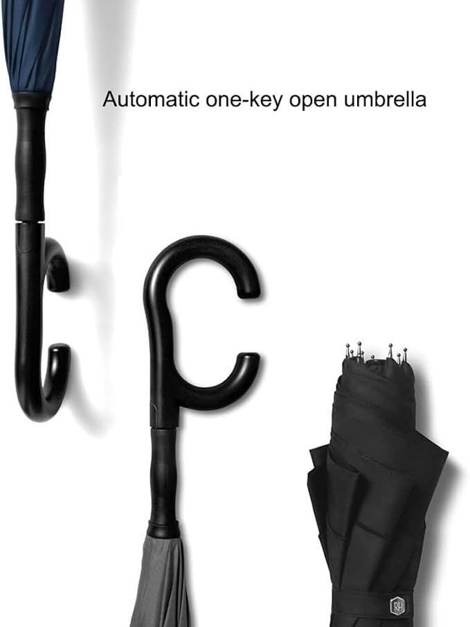 Auto Open Reverse Umbrella Windproof Inverted Golf Umbrella Hands-Free Stick - Image 6