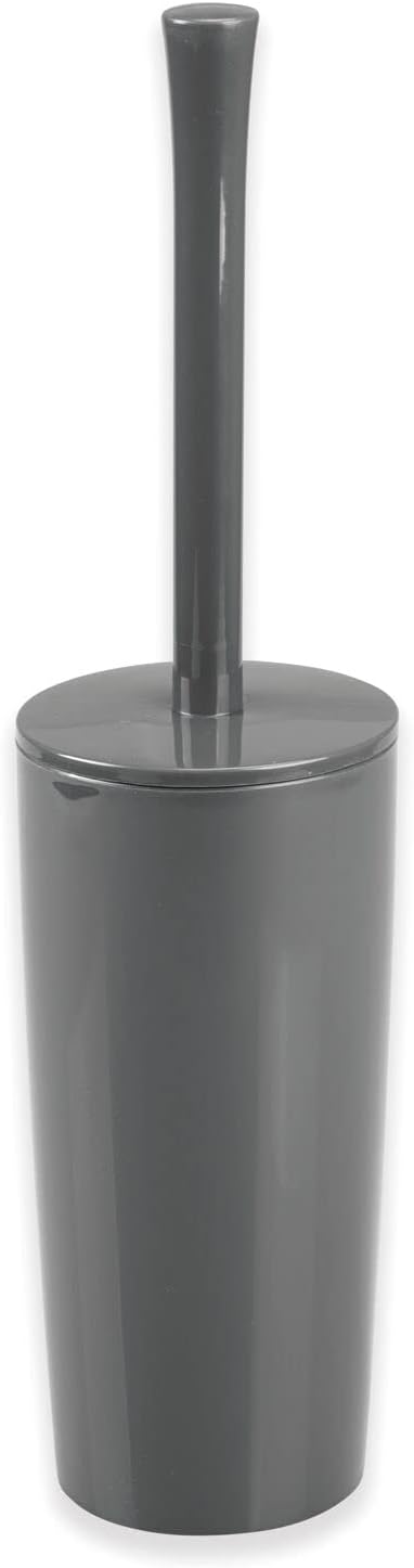 mDesign Slim Plastic Toilet Bowl Brush and Holder Set, Modern Compact Storage by mDesign