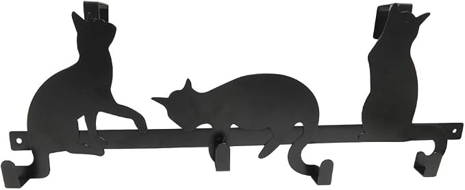 Evelots Over The Door 4 Hook Towel/Coat Rack Hanger Organizer, Kitty Cat - Image 6