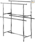 Econoco Double Bar Garment Rack, Adjustable Height 49–70in, Chrome Clothing Rack by Econoco