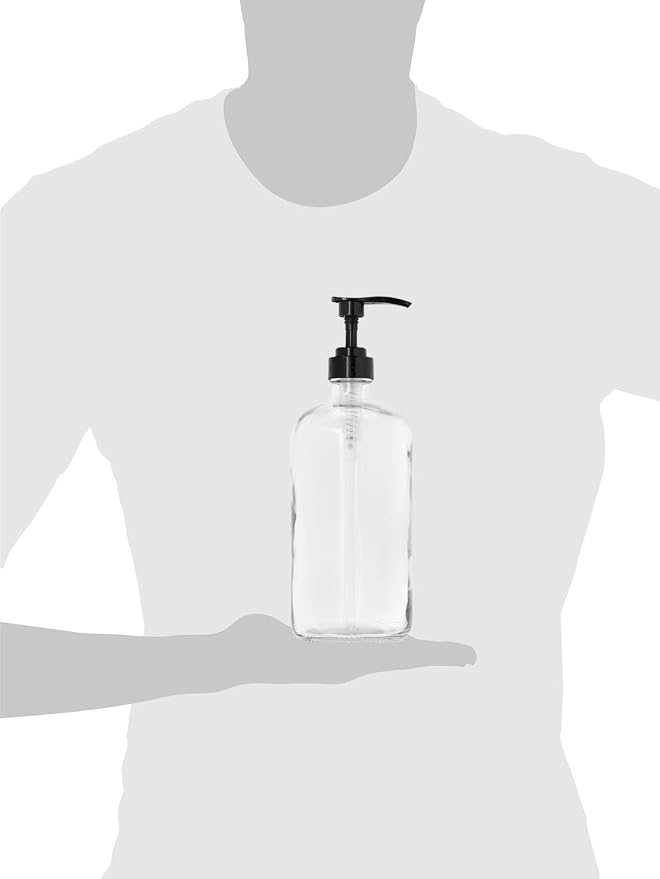 kitchentoolz 32-Ounce Pump Bottles, Large Clear Glass Boston Round Bottles - Image 7
