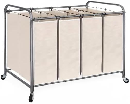 STO STO Laundry Sorter 4 Section, 4 Bag Clothes Hamper, Rolling Laundry Cart - Image 8