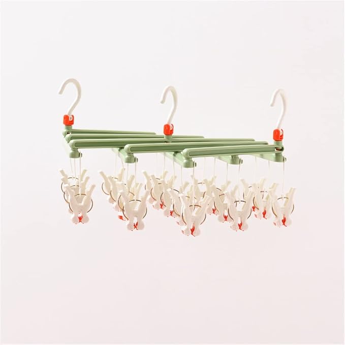 Retractable Clothespin Drying Rack Socks Underwear Multi-Clip Clothesline Home by Unknown
