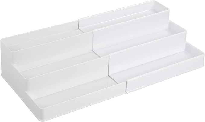mDesign Plastic Expandable 3-Tier Shelf Rack Organizer - Image 5