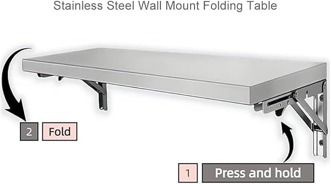 Wall Mounted Folding Table Stainless Steel Laundry Floating Desk Fold Down Wall - Image 4