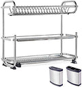 304 Stainless Steel Drain Rack countertop Wall Hanging Drying Tableware Dishes by Unknown