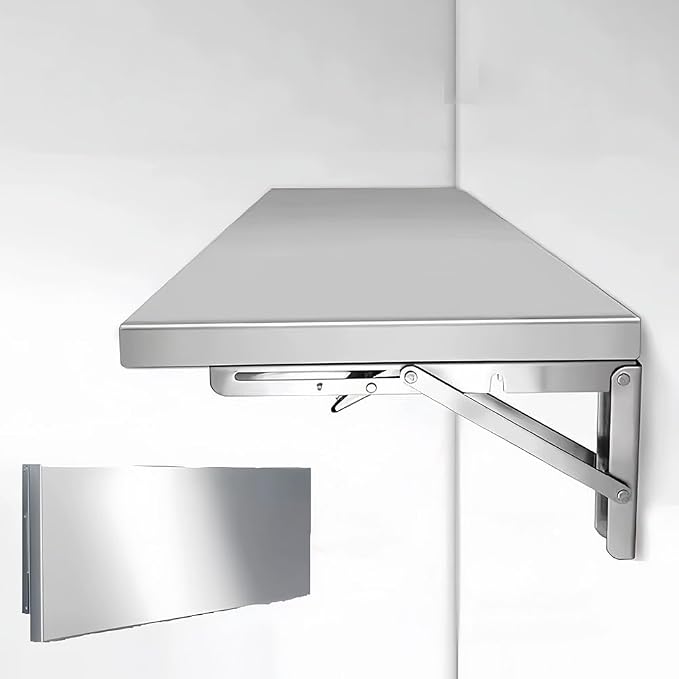 Wall Mounted Folding Table Stainless Steel Laundry Floating Desk Fold Down Wall by Unknown