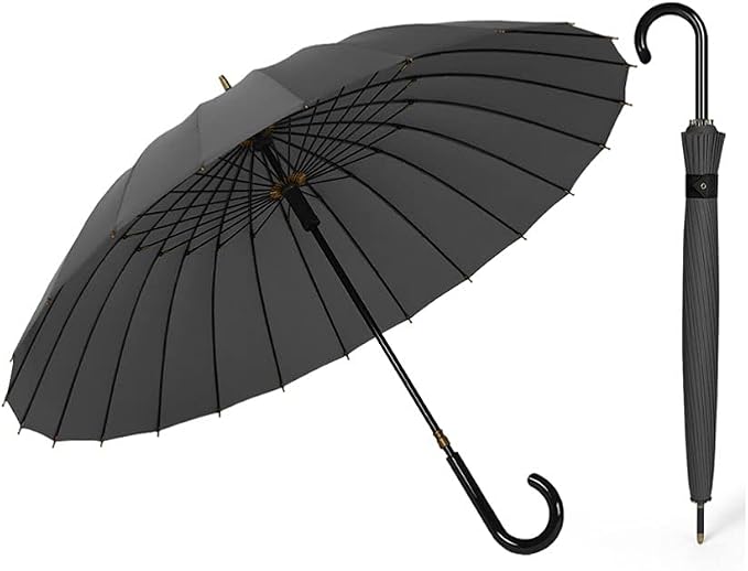 Golf Umbrella with J Handle Windproof Classic Stick Wedding Cane Umbrella by Unknown