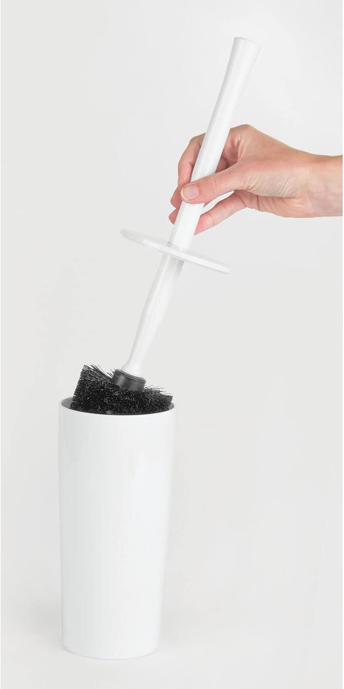 mDesign Slim Plastic Toilet Bowl Brush and Holder Set, Modern Compact Storage - Image 5