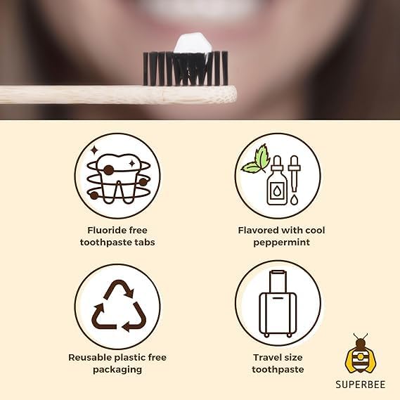 SuperBee Dentos Toothpaste Tablets, 100 Tabs, Fluoride Free & Eco Friendly - Image 8