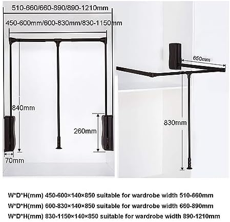 Cloakroom/Balcony Garment Rail Bar, Heavy Duty Wardrobe Lifter - Image 2