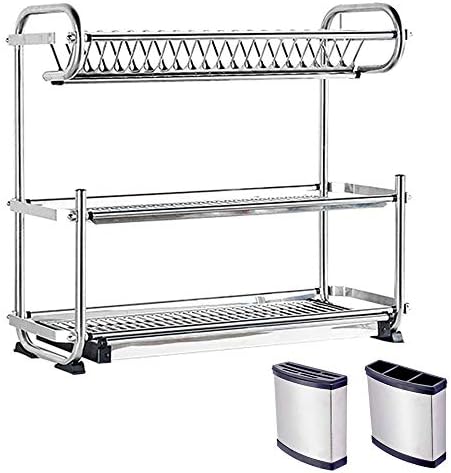 304 Stainless Steel Drain Rack countertop Wall Hanging Drying Tableware Dishes by Unknown