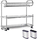 304 Stainless Steel Drain Rack countertop Wall Hanging Drying Tableware Dishes by Unknown
