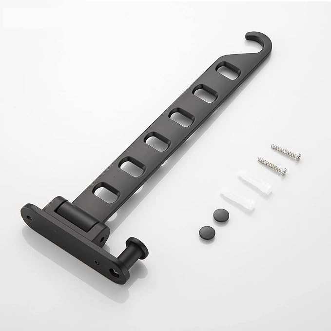 Drying Rack Black Folding Clothes Rack Wall Mounted Telescopic Clothes Rack - Image 3