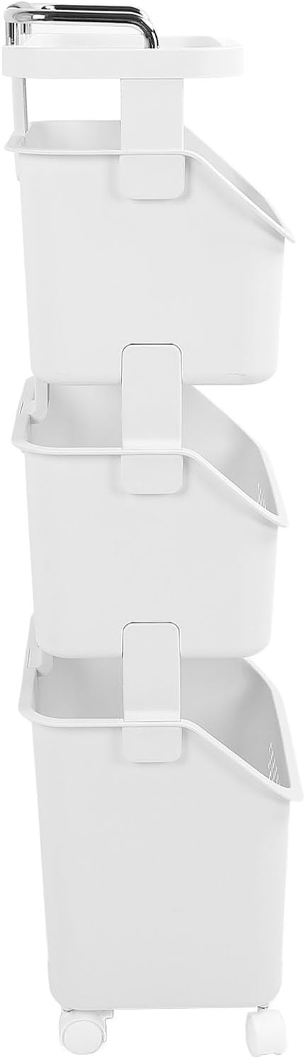 Bathroom Laundry Basket Cart, Stackable Rolling Laundry Hamper - Image 9