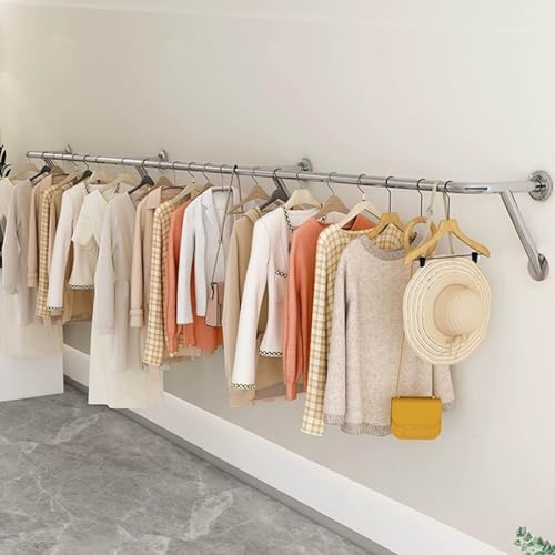 Stainless Steel Wall-Mounted Clothes Bar & Garment Rack by Unknown