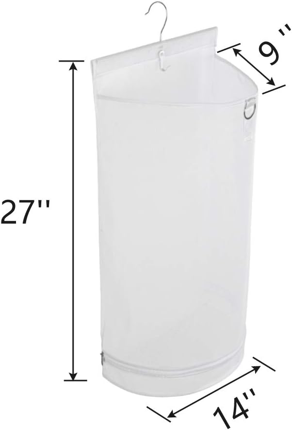 ALYER Hanging Semi Round Storage Mesh Bag, Collapsible Laundry Hamper Basket - Image 2