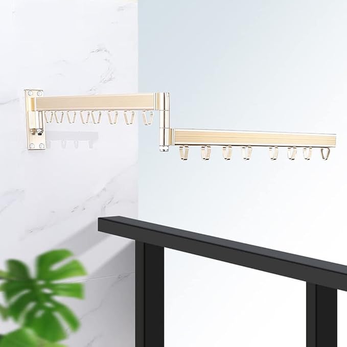 Folding Wall Mounted Clothes Hanger Outdoor Balcony Multi-Function Drying Rack by Unknown