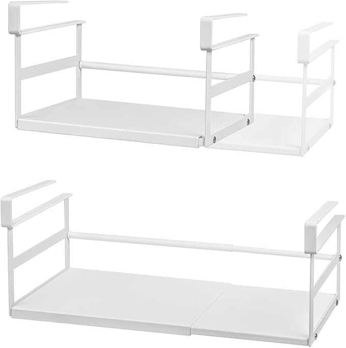 2Pack Under Shelf Storage Basket Organizer Expandable Width Add-On Space Saver by Selosiz