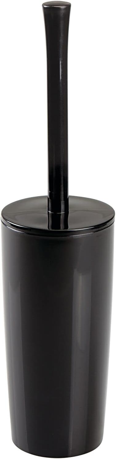 mDesign Slim Plastic Toilet Bowl Brush and Holder Set, Modern Compact Storage by mDesign