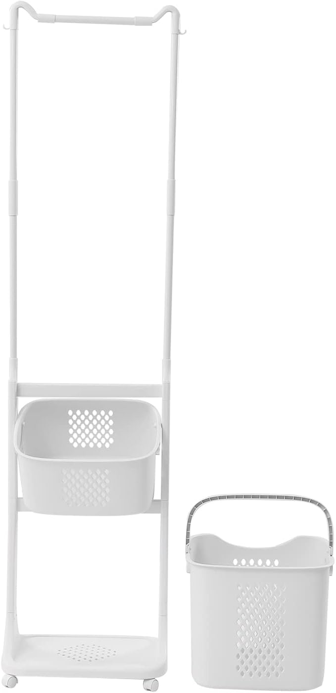 Laundry Sorter Cart with Clothes Rack 2 Layer Laundry Hamper Basket with - Image 6