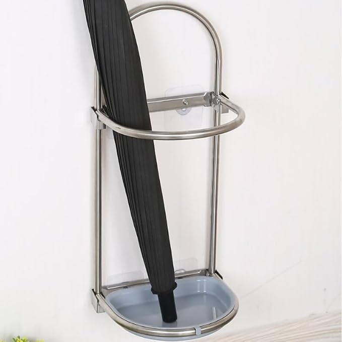 Umbrella Stand Self Adhesive Umbrella Holder Wall Mounted Folding Drying Rack - Image 5