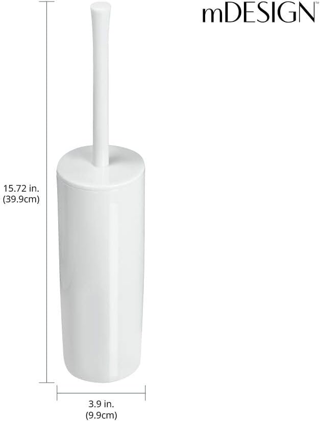mDesign Slim Plastic Toilet Bowl Brush and Holder Set, Modern Compact Storage - Image 4