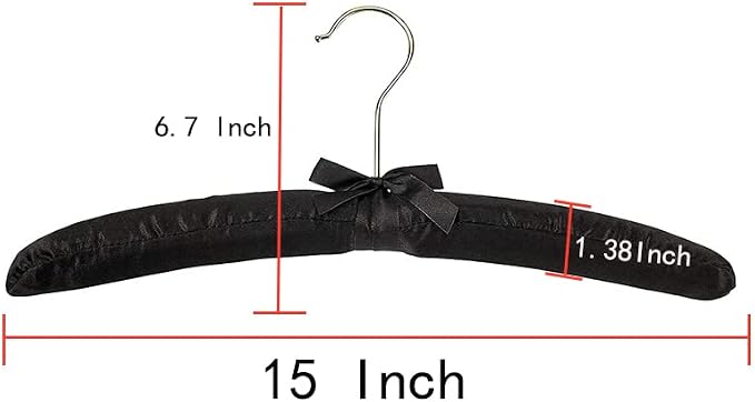 15 Inch Large Black Satin Padded Hangers - Image 7