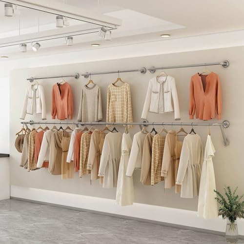Stainless Steel Wall-Mounted Clothes Bar & Garment Rack - Image 9