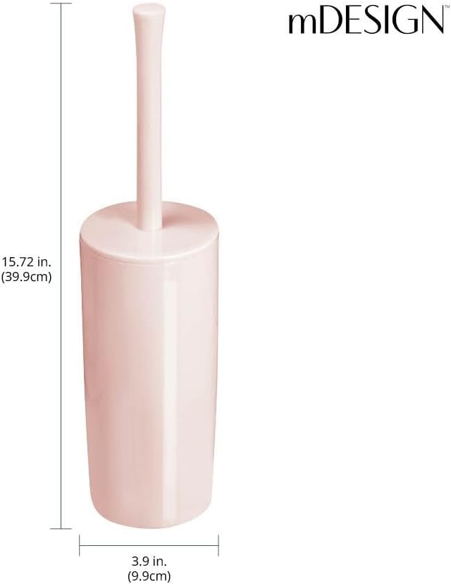 mDesign Slim Plastic Toilet Bowl Brush and Holder Set, Modern Compact Storage - Image 4