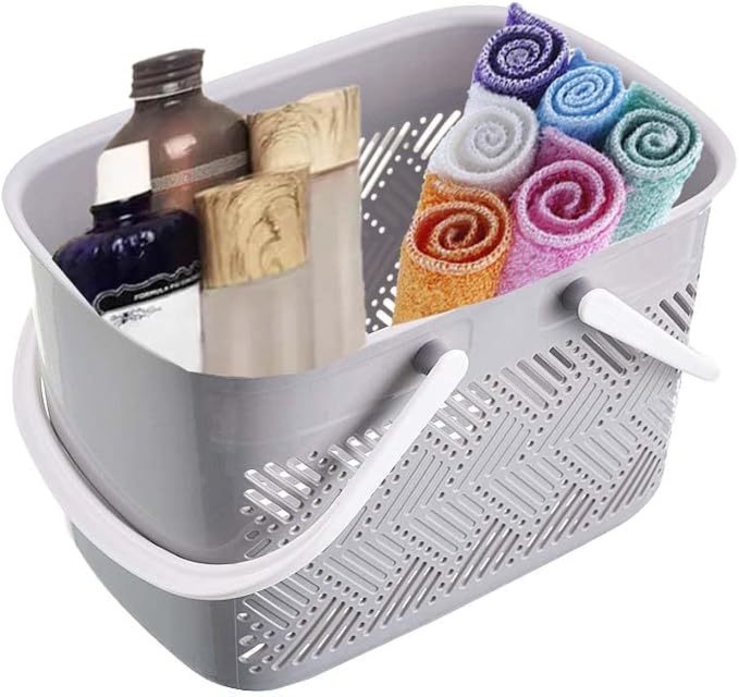 Plastic Basket With Handles College Dorm Organizer Plastic Bathroom Storage - Image 4