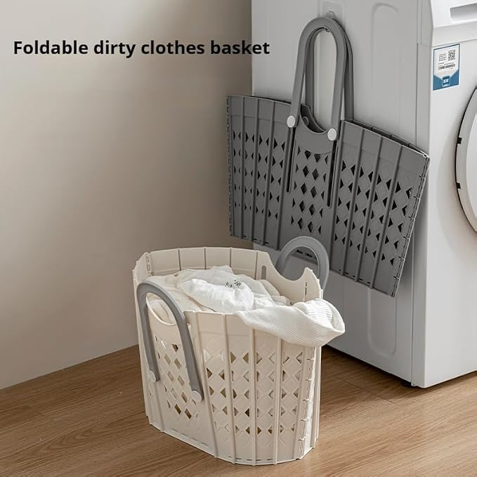 Laundry Basket Collapsible Plastic Portable Hamper, Waterproof Storage - Image 7
