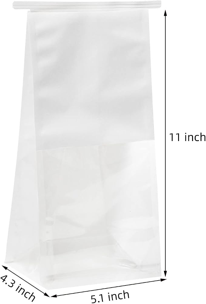 AVLA 50 Pack Bakery Bags with Window, Grease Proof Cookie Treat Bag, Coffee - Image 2