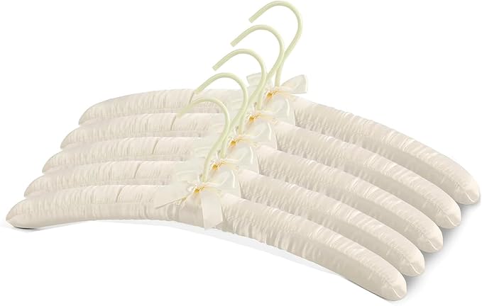 5Pcs 17 Inch Black Satin Padded Hangers by Unknown