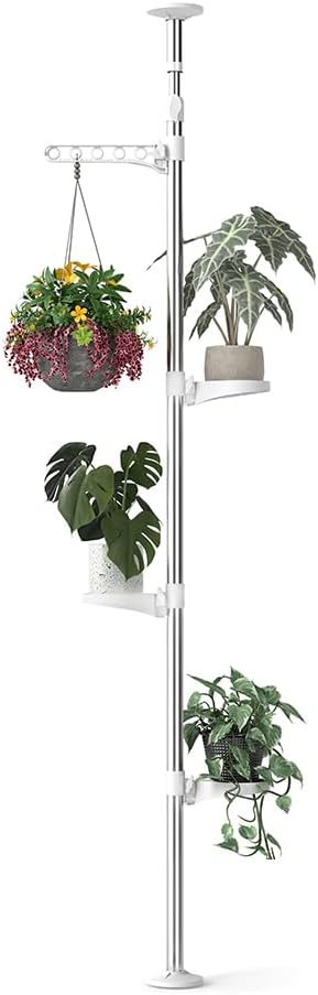 Hershii 4-Tier Indoor Plant Stand Tension Pole Corner Standing Shelf Adjustable by FineLivingStartingwithaHome