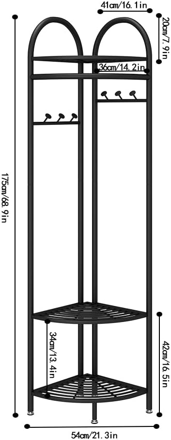 Black Corner Hall Tree, Freestanding Garment Rack - Image 2