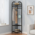 Black Corner Hall Tree, Freestanding Garment Rack by FLRH