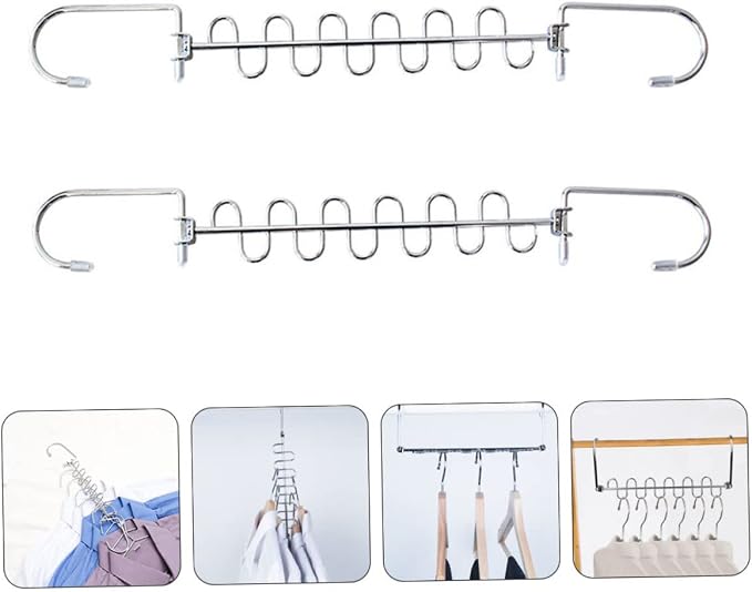 2pcs Multi-Hole Clothes Drying Rack Metal Folding Hangers - Image 4