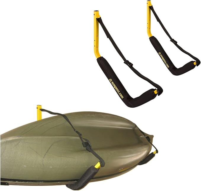 Suspenz Kayak Storage Rack, Big EZ Padded Wall Hangers/Hooks by Suspenz