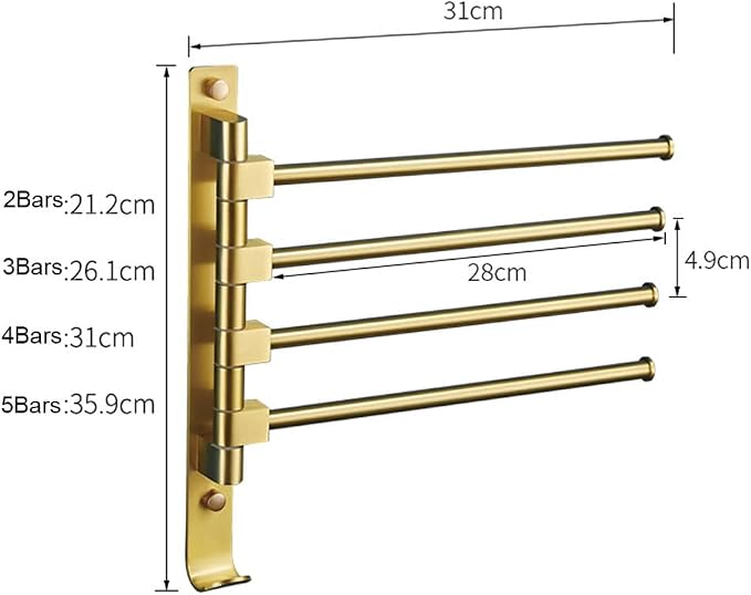 Swivel Towel Rack Bar Rails for Bathroom, Wall Mounted Folding Arm Swing Out - Image 5