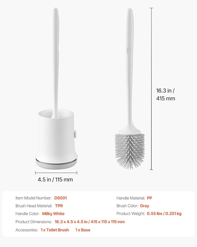 VEVOR Toilet Brush and Holder Set, Toilet Bowl Brush and Holder - Image 7