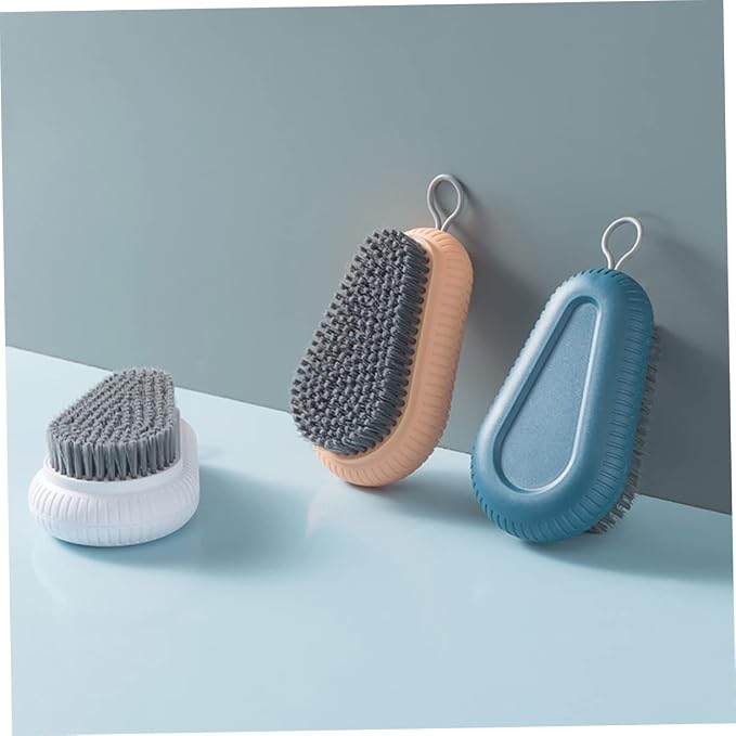 2 Pcs Plastic Laundry Brush Set Handle Random Color Ergonomic Design - Image 2