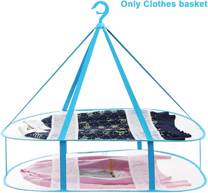 2-Tier Folded Mesh Clothes Drying Rack, Stackable Sweater Laundry Drying Rack - Image 4