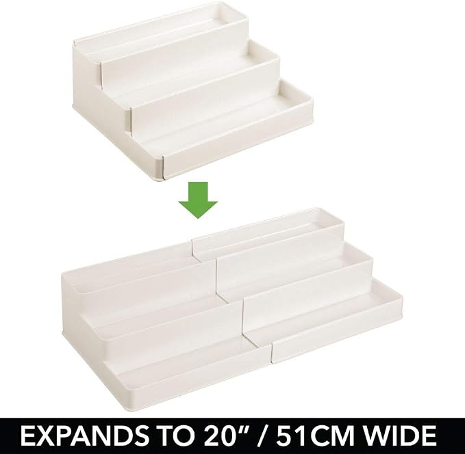 mDesign Plastic Expandable 3-Tier Shelf Rack Organizer - Image 4